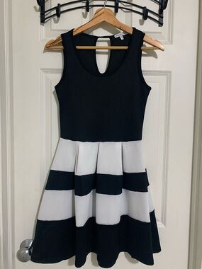 Charlotte Russe Black and White Striped Fit-and-Flare Dress